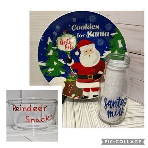 Cookies for Santa & Reindeer Snack Set – Plate, Milk Bottle, and Holiday Bowl